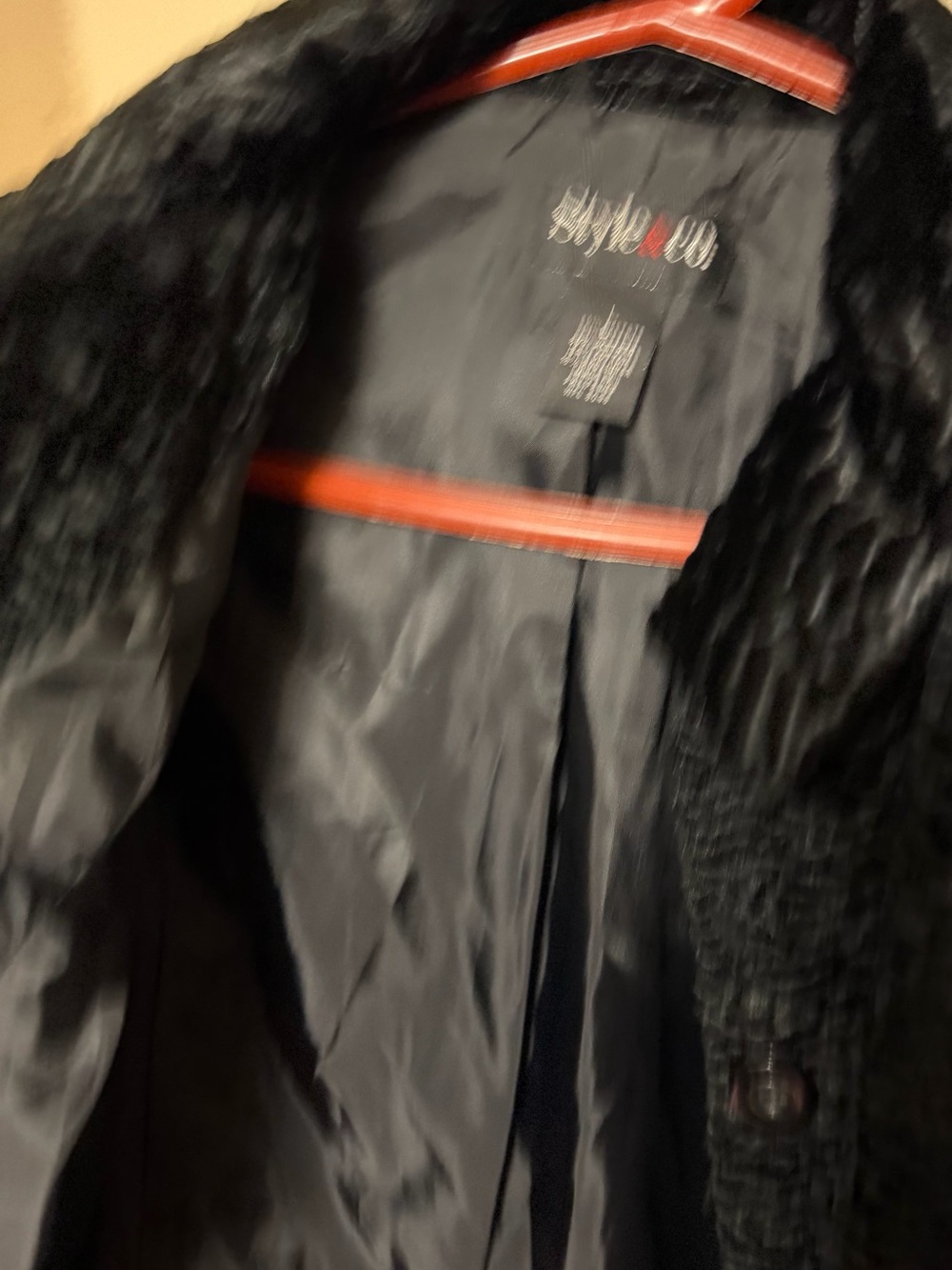 Men’s Black Pea Coat with Textured Finish - Style & Co.